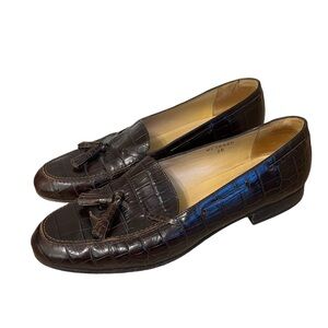 Ralph Lauren Brown Leather Loafers with Tassel Details